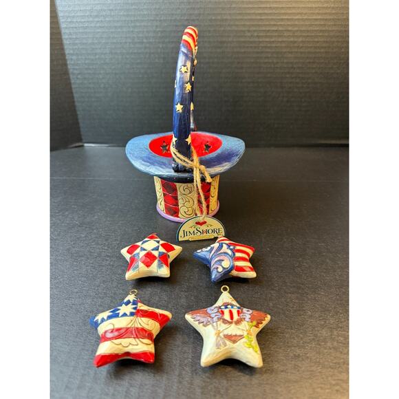 Jim Shore Star Spangled Splendor Patriotic Basket Stars Eagle No Box *READ - Picture 6 of 12